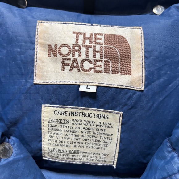 Vintage 80's The North Face Brown Label Down Puffer Jacket Blue Mens Large - Picture 4 of 8